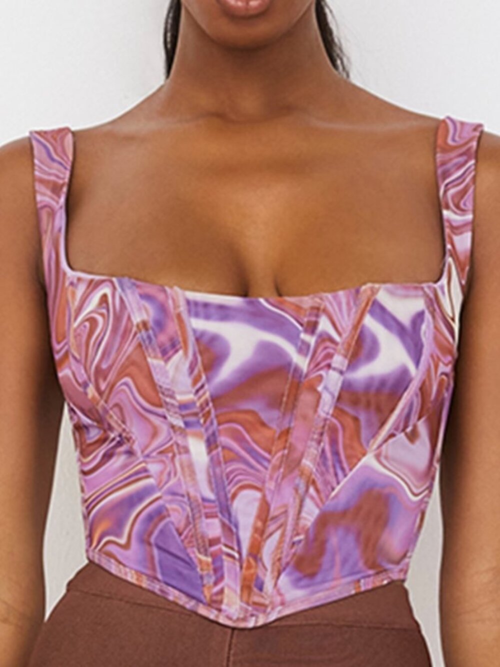 House of CB Ninetta Purple Swirl Print Mesh Corset Sz M - Picture 1 of 11